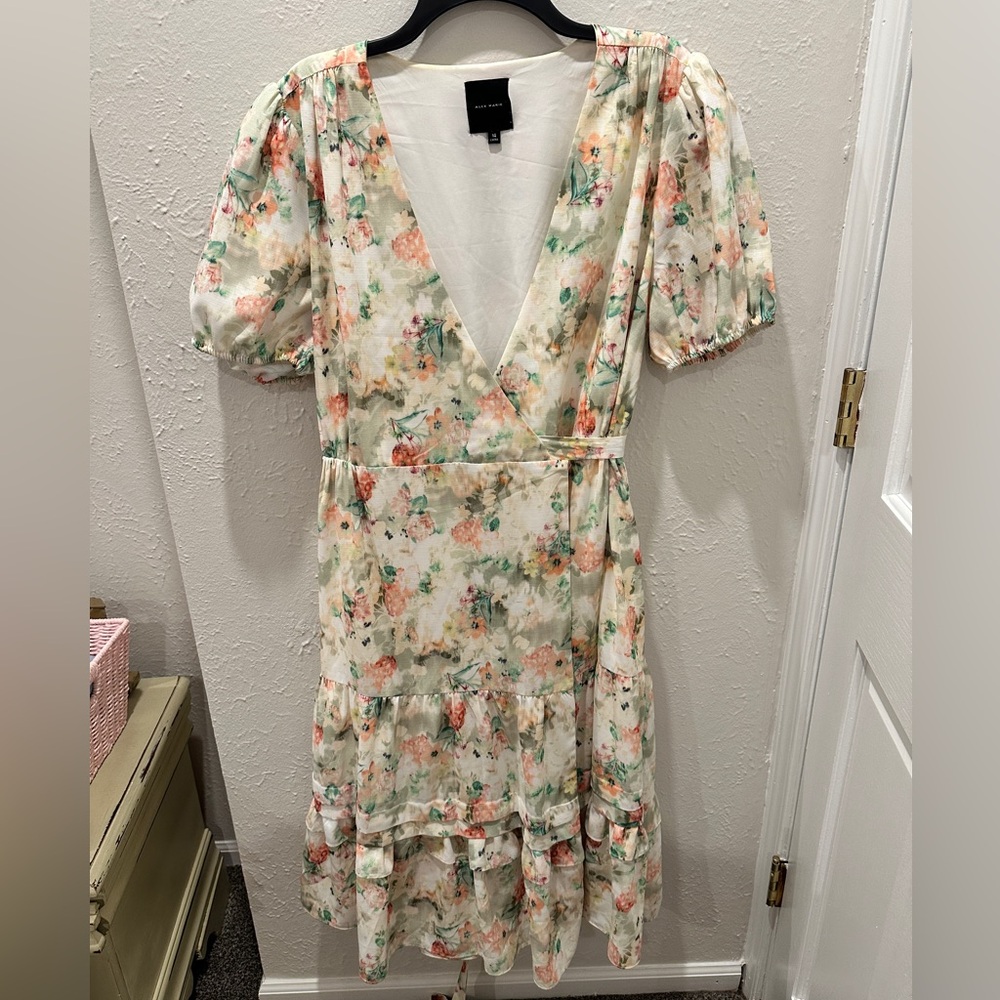 Alex Marie Floral Short Sleeve Irena Wrap Midi Dress 14
